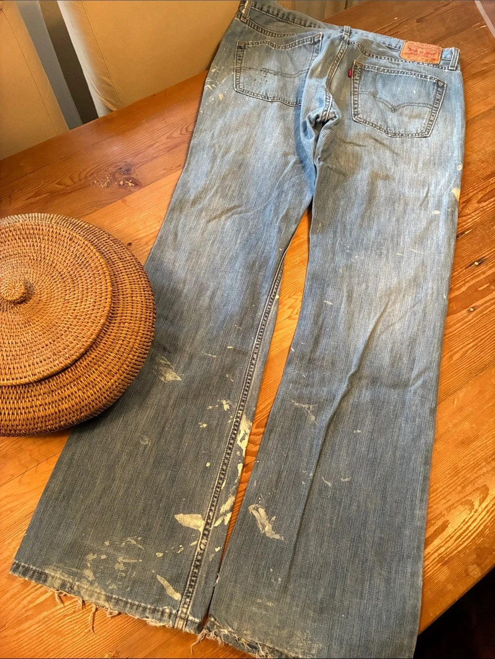 Levi’s 567 Distressed, Painted & Patched Blue Jeans - Size 36 x 34